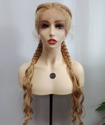 Perruque 3 Tresses cheveux synthétique naturelle, 180% densité, 24 pouces