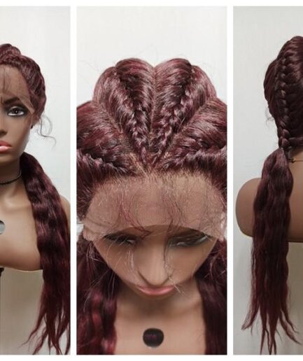 Perruque 4 Tresses de cheveux synthétique naturelle, 24 pouces, 180% densité