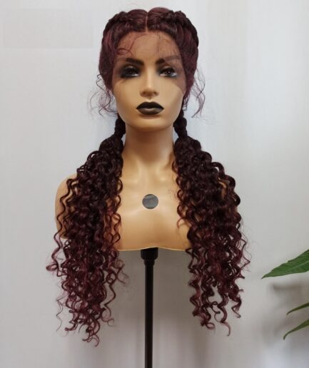 Perruque 2 Tresses de cheveux synthétique naturelle, 24 pouces, 180% densité