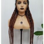 Perruque cornrow tressée 32 pouces, lace frontal en fibre japonaise, haute qualité